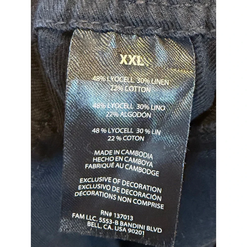 NWT Banana Republic Womens XXL Black Linen Blend Tapered Crop Pant‎ Pull On Prep